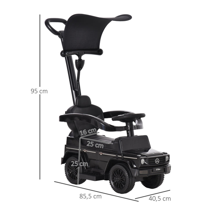 Mercedes-Benz G350 Køretøj med Skubbehåndtag, 3-i-1 Køretøj med Rat, til Børn 18-36 Måneder, Sort