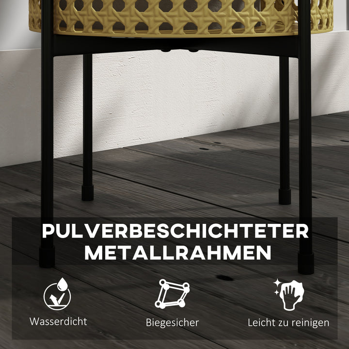 Blomsterstander, sæt med 3, rustfri metalramme, indendørs og udendørs, sort/guld