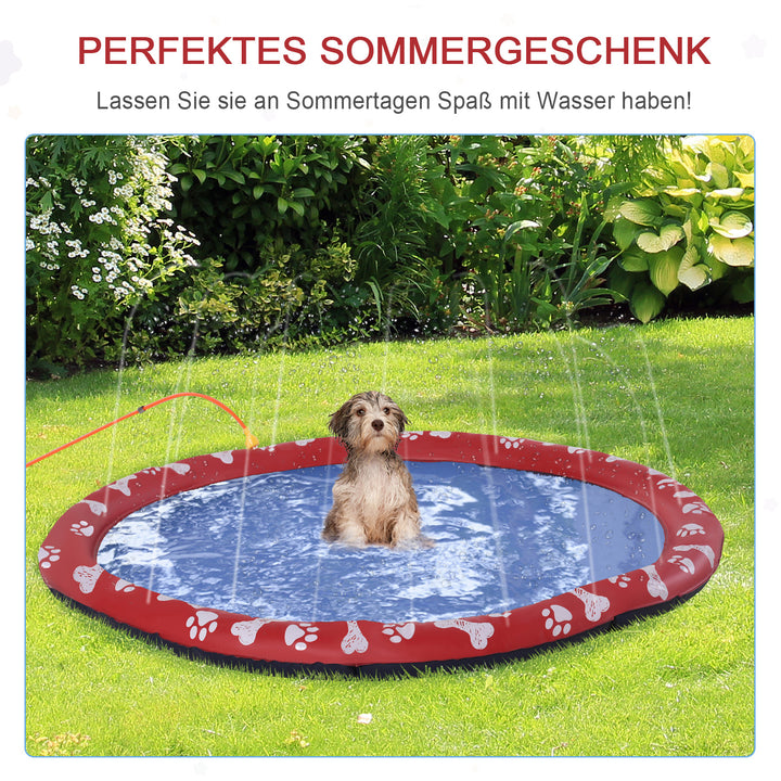 Hundepool, vandlegepool, skridsikker, robust, kæledyrsvenlig, 170 cm diameter, rød