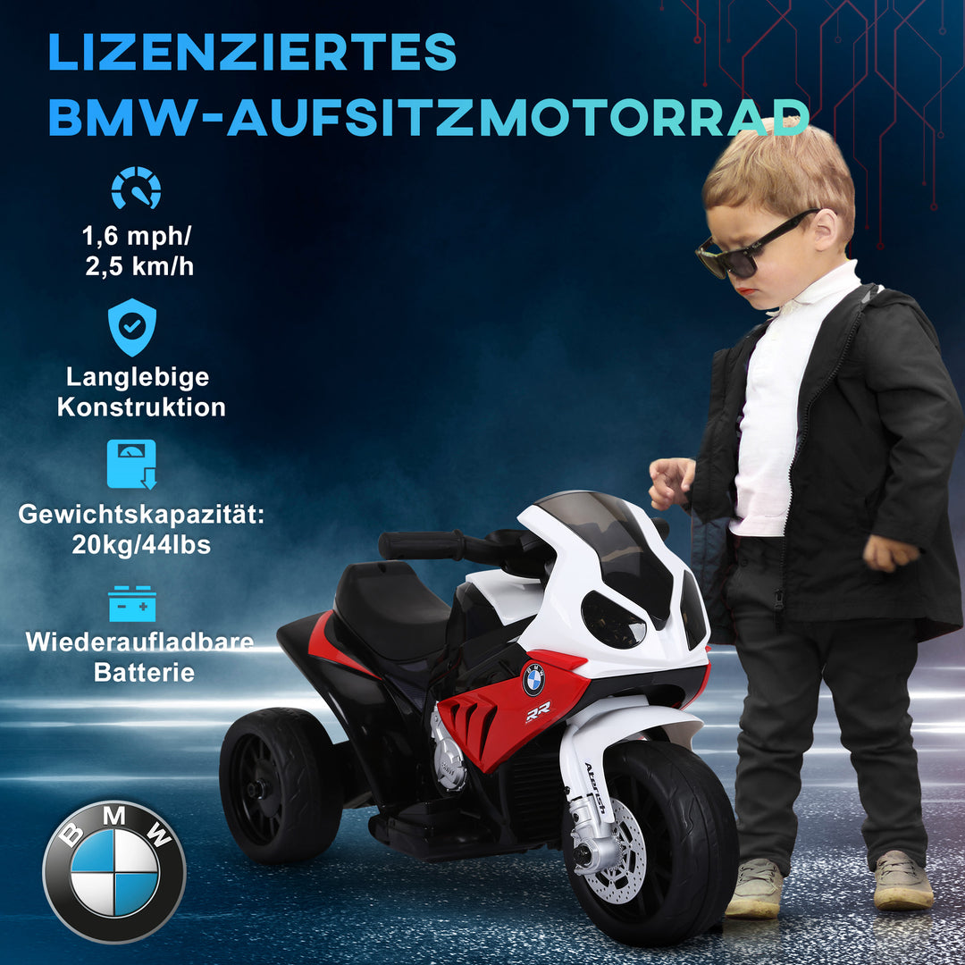 Elektrisk børnemotorcykel bmw s1000rr elmotorcykel med musik, forlygter, børns elmotorcykel til børn fra 18-36 måneder rød