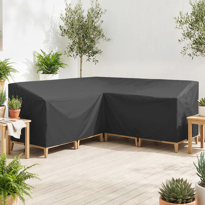 Beskyttelsesovertræk til havemøbler, vinterbestandigt, vandtæt, V-formet, UV-bestandigt overtræk, 420D Oxford-stof, 216x216x78 cm, sort