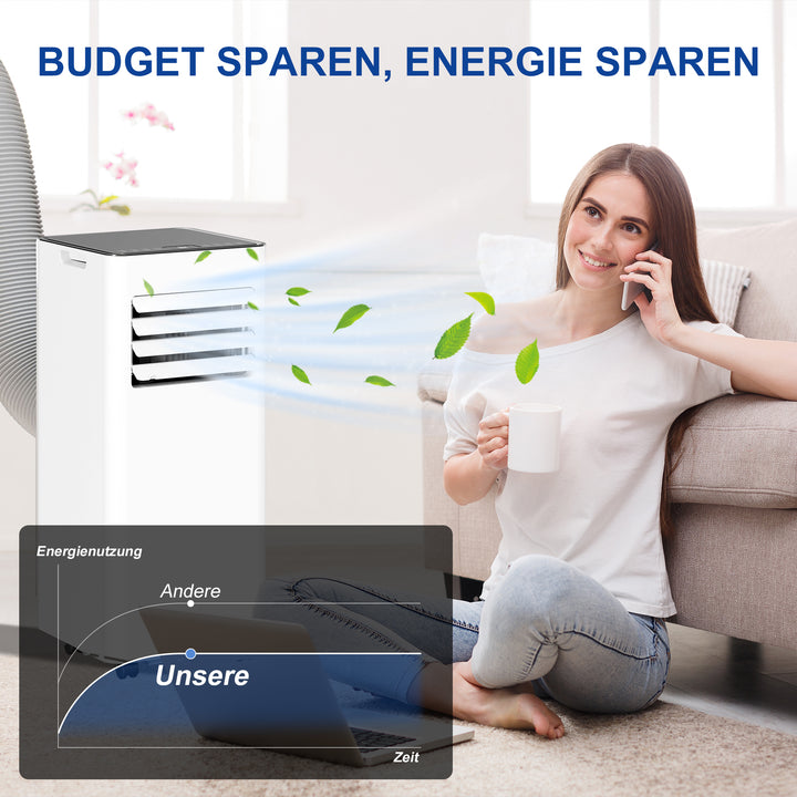3-i-1 klimaanlæg, ventilator med LED-display, vaskbart filter, timer, hvid