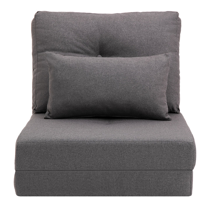 Gulvstol foldmadras liggeunderlag, 2-i-1 design, aftagelig pude, 60 x 80 x 56 cm, mørkegrå