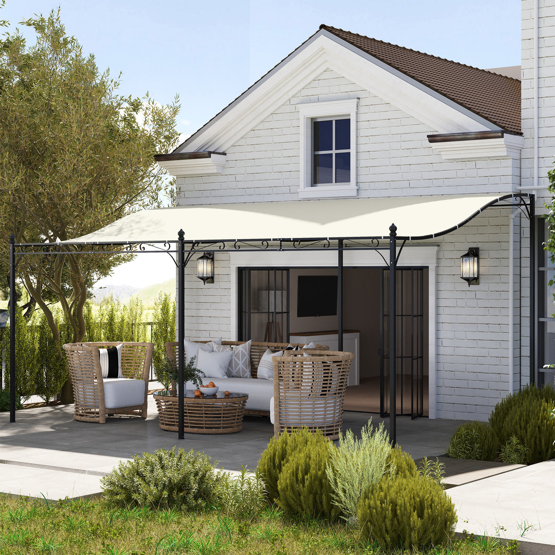 3 X 5 m pergola, fleksibelt havetag med vandtæt presenning og metalramme, skygge, cremehvid