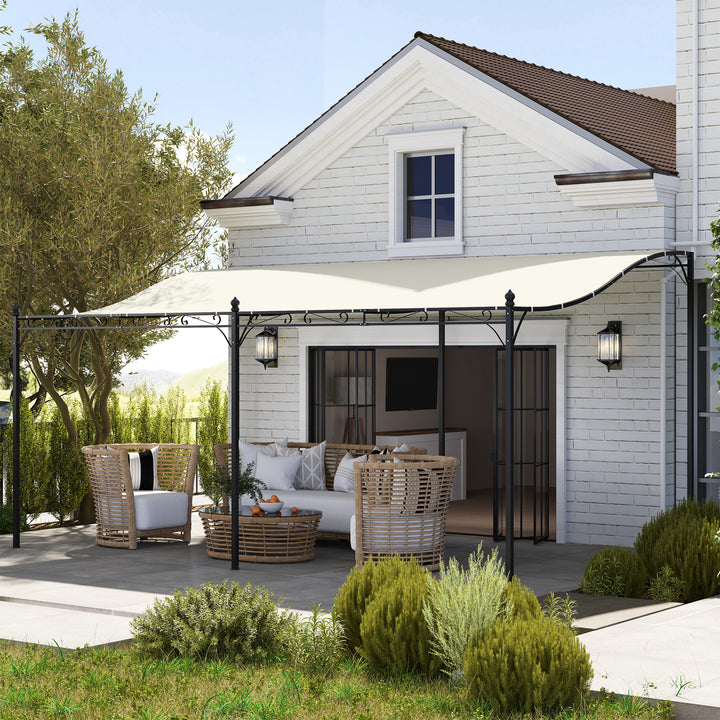 3 X 5 m pergola, fleksibelt havetag med vandtæt presenning og metalramme, skygge, cremehvid