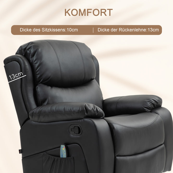 Massagestol, varme- og lænefunktion, kunstlæder, op til 150 kg, 97 x 92 x 104 cm, sort