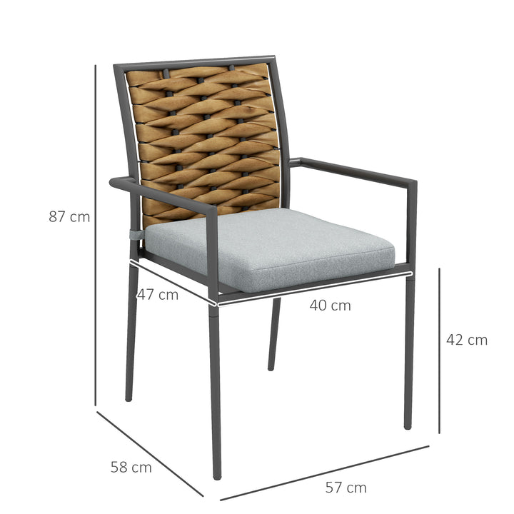 Havestole udendørs stole terrassestole, vejrbestandige, moderne design, 57 x 58 x 87 cm, grå