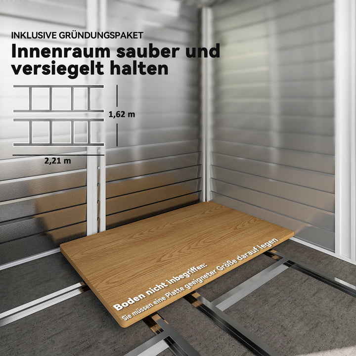 Metalhaveskur, vejrbestandigt og rustbestandigt, aflåseligt, 2,40 x 2,06 x 1,98 m, lysegrå