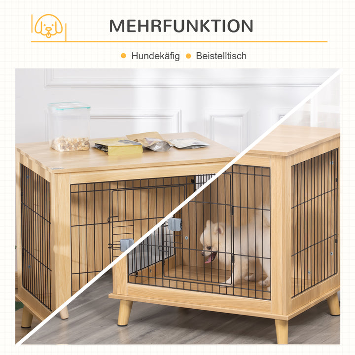 Trætransportkasse, hundebur 81 cm x 58,5 cm x 76 cm eg stål brun + sort