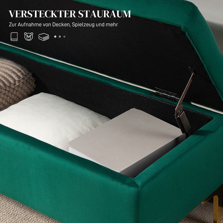 Bænk med opbevaringsplads, lasteevne op til 120 kg, 120 x 44 x 44,5 cm, grøn
