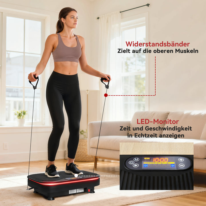 Vibrationsplade med Bluetooth og fjernbetjening – 99 niveauer, sort