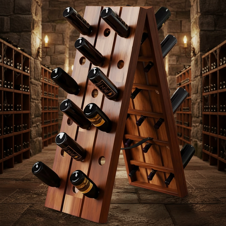 Vinreol i akacietræ til 36 flasker, 87x39x55 cm