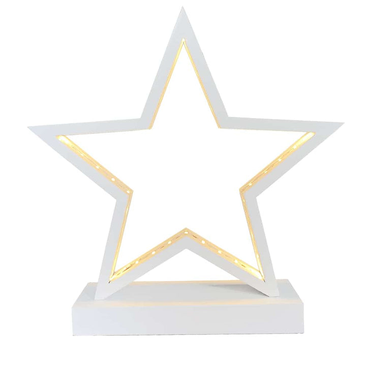 LED Star White Wood