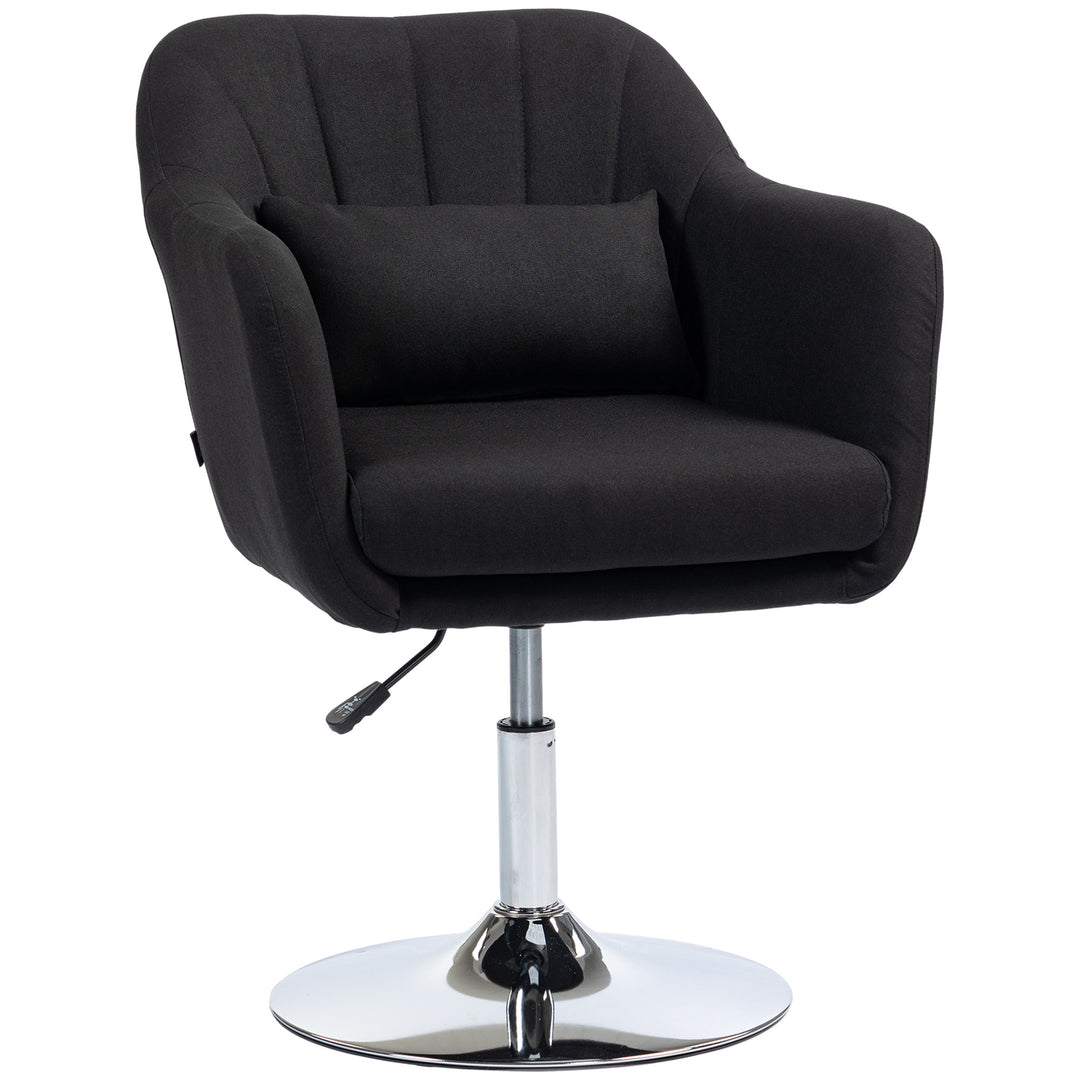 Drejestol, højdejusterbar kontorstol, linnedlignende polyester, metal, 60 x 60 x 79-91 cm, sort