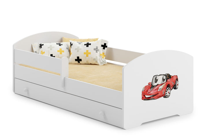Børneseng Luk 140x70 med skuffe - Racerbil