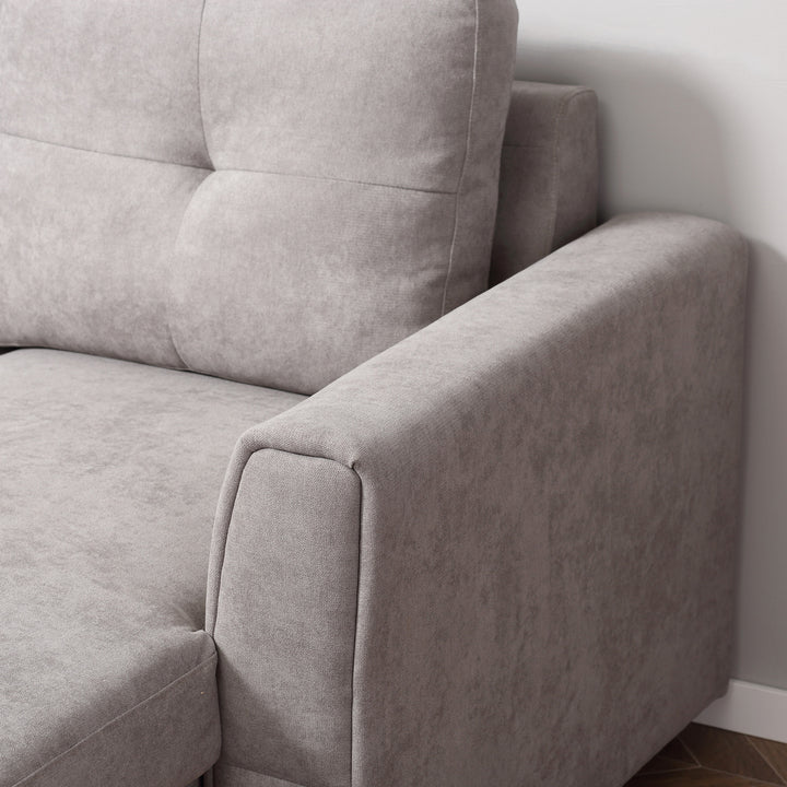 3-personers sofa med sengefunktion, sovesofa med chaiselong, polstret sofa, grå