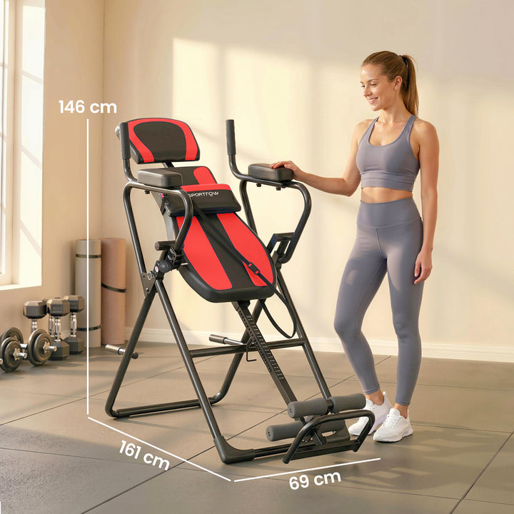 3-i-1 inversionsbord med 3 inversionsvinkler, push-up og pull-up stænger, nakkestøtte