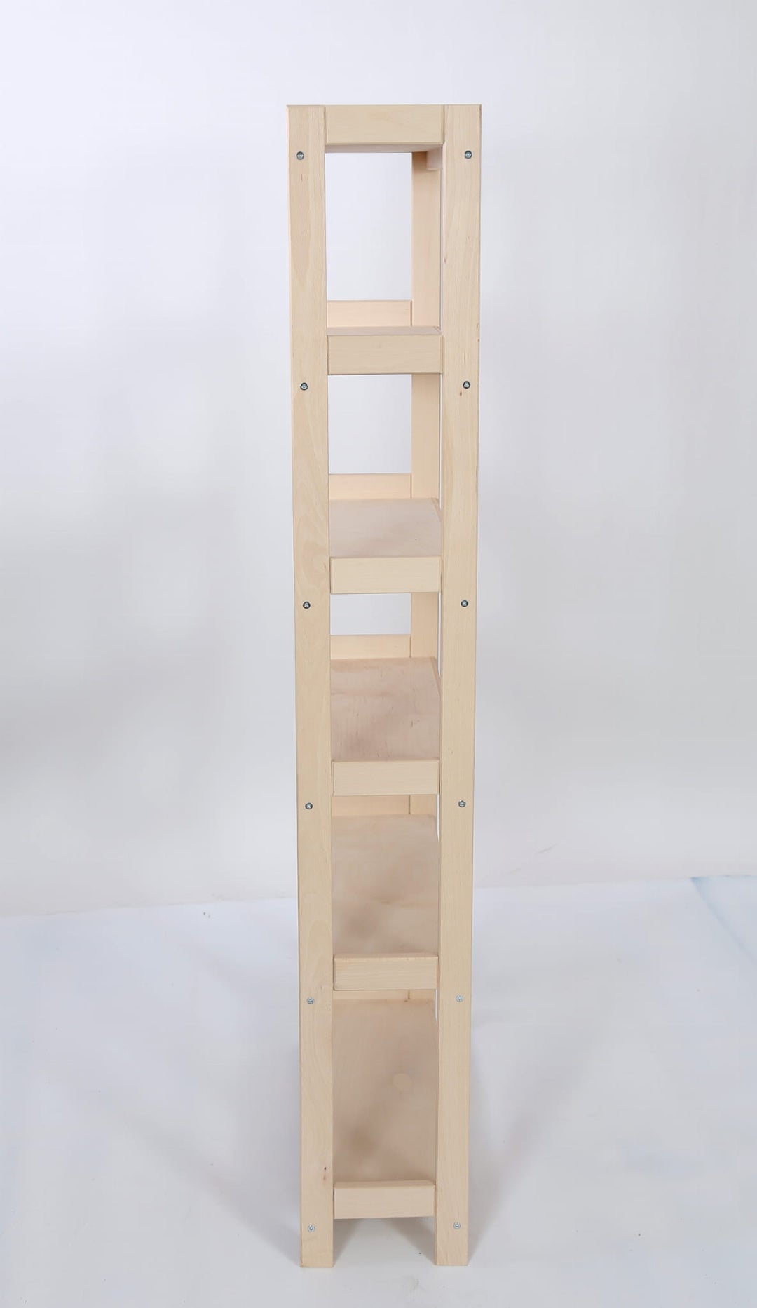 Bogreol i bøgetræ, 6 hylder, 165 × 80 × 25 cm
