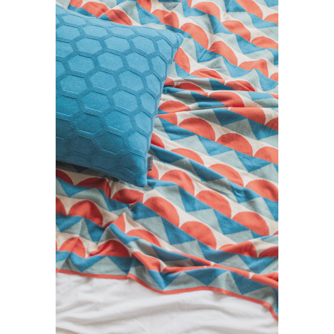 Toby Blue Jacquard slumretæppe – Blødt børstet bomuld