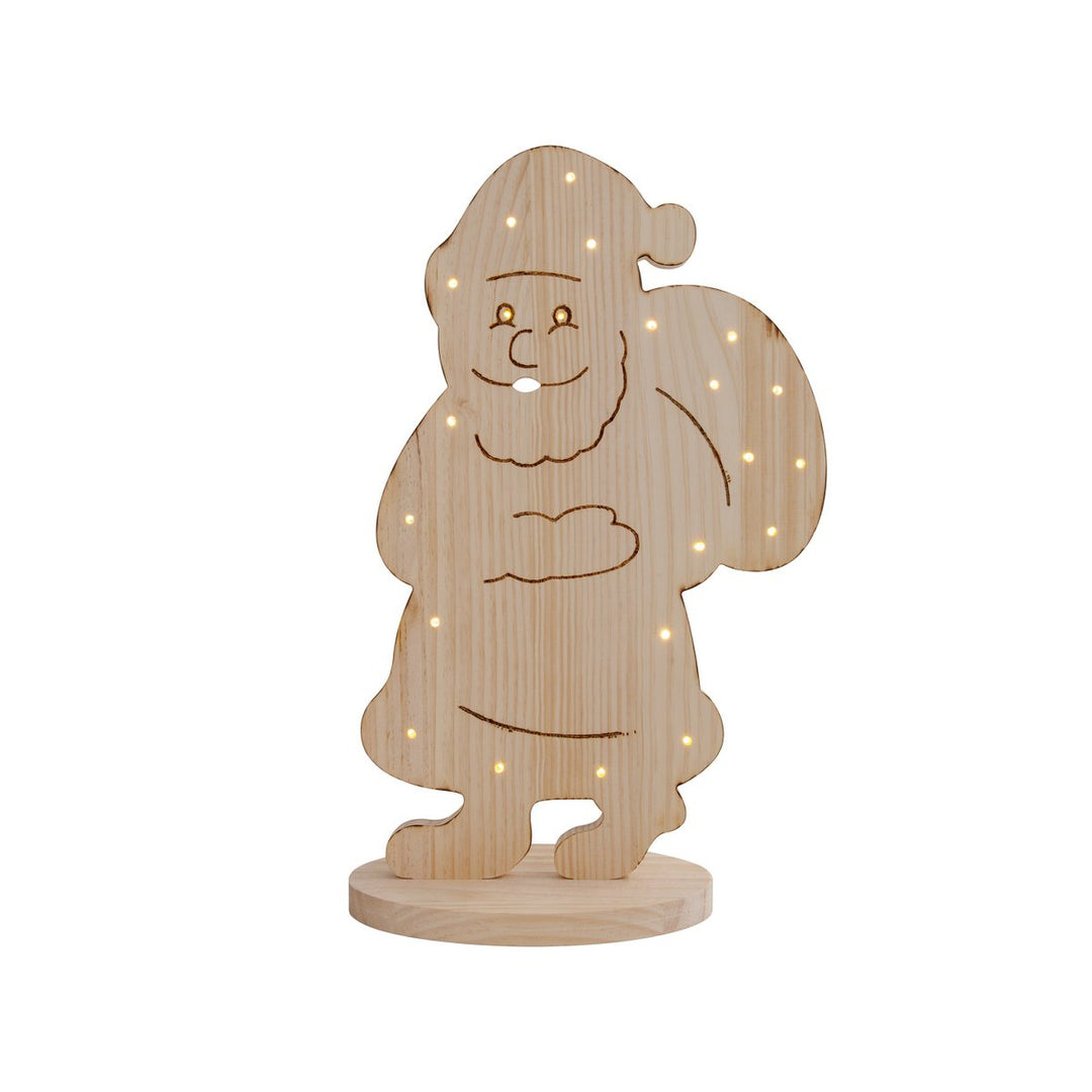 Led Wood Decolum "Santa" Small, julepynt lavet af træ i naturen, med fast indbyggede LED'er, til det udendørs område
