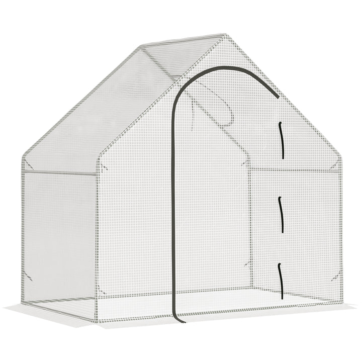 Drivhus til walk-in, 1,80 x 1,00 x 1,68 m, foliedrivhus, robust presenning, hvid