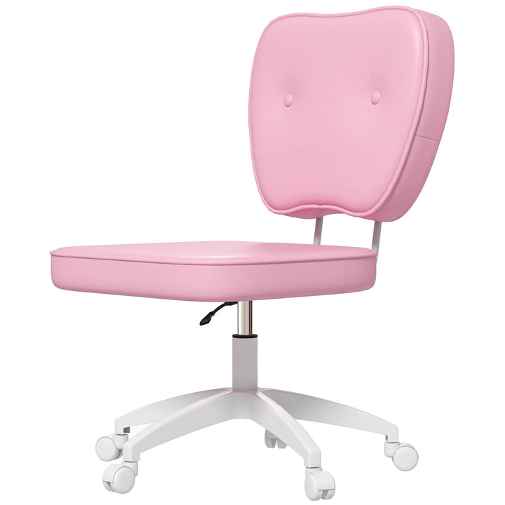 Kontorstol uden armlæn, højdejusterbar, drejelig, op til 120 kg, kunstlæder, pink