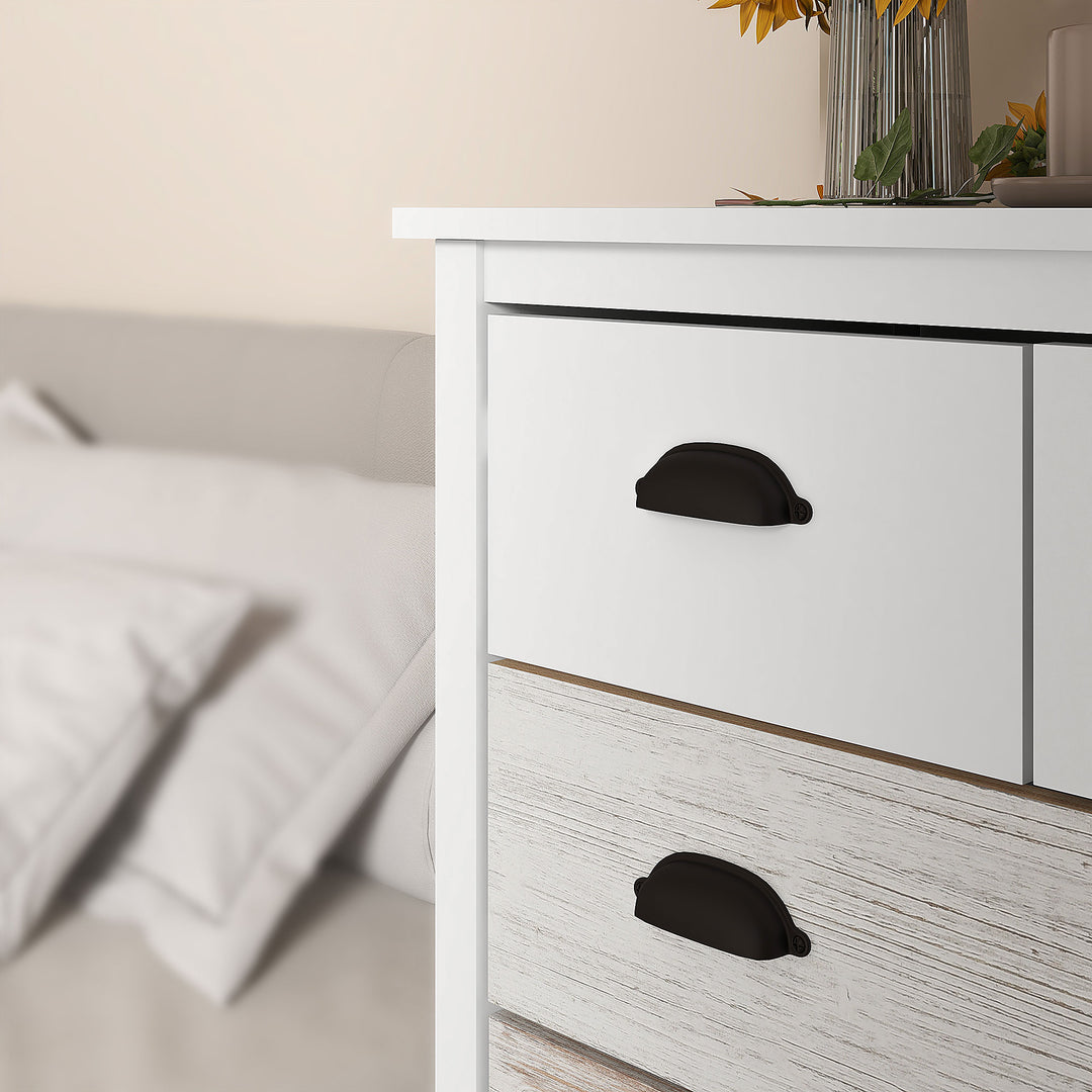 Skænk, kommode, 5 skuffer, lakeret overflade, mdf og fyrretræ, 70 x 38 x 85 cm, hvid