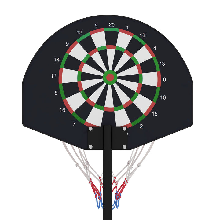 Basketballstativ, højdejusterbar, magnetisk dartskive, 98-148 cm, sort