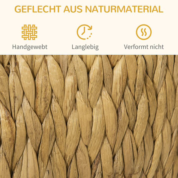 Vandhyacintgræs kattehule med vaskbar hynde, 44 cm x 43 cm x 42 cm, lysebrun + naturtræ + grå