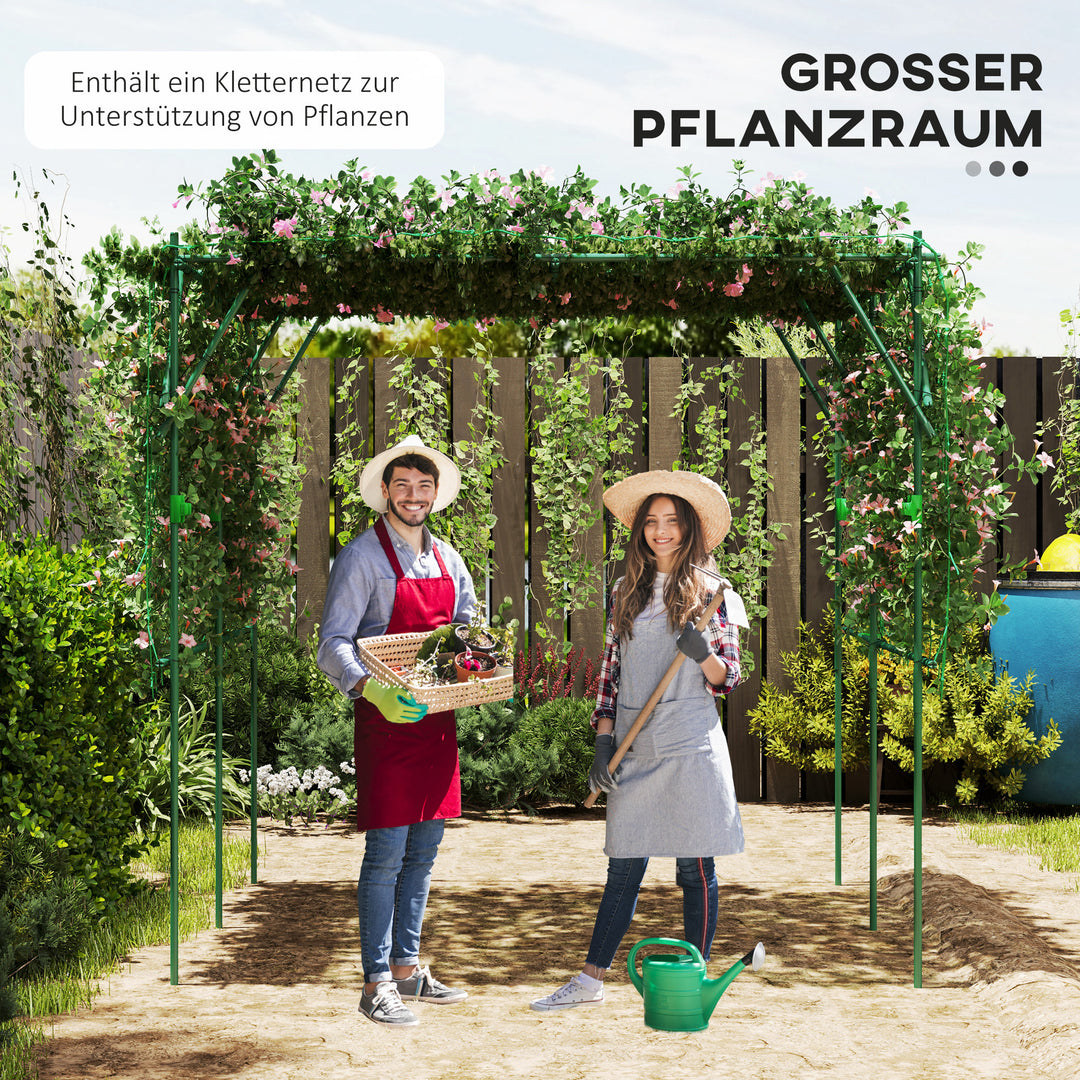 Stålespalier til stikkontakt, rustfri, klatrehjælp til klatreplanter, espalier, 223 x 223 x 223 cm, rosenbue, grøn