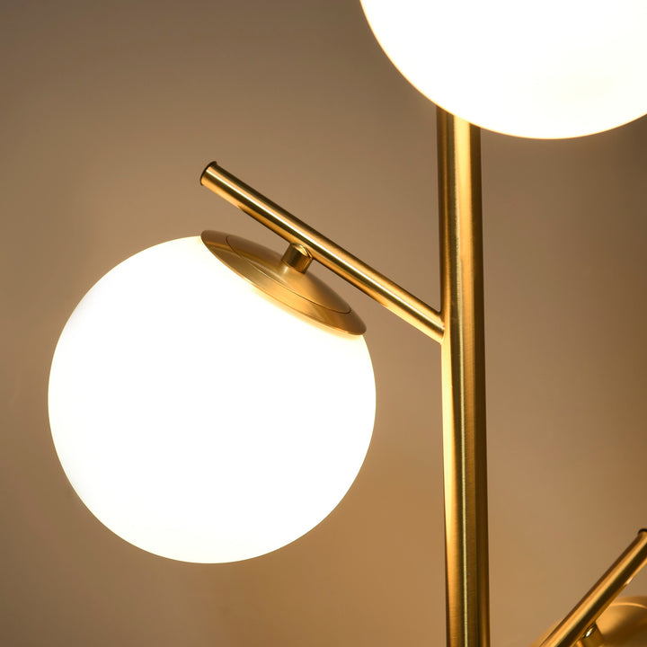 Retro gulvlampe, gulvlampe med 3 skærme, glas, guld