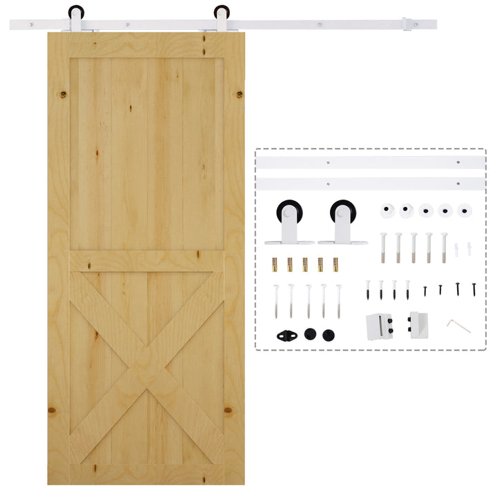 Skydedørsskinnesæt, støjsvage hjul, pladsbesparende, kulstofstål, hvid, 183 cm