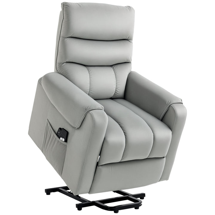 Stående lænestol tv-stol med sovefunktion elektrisk tv-stol med lænefunktion fløjl polyester metalskum lysegrå 79 x 97 x 103 cm
