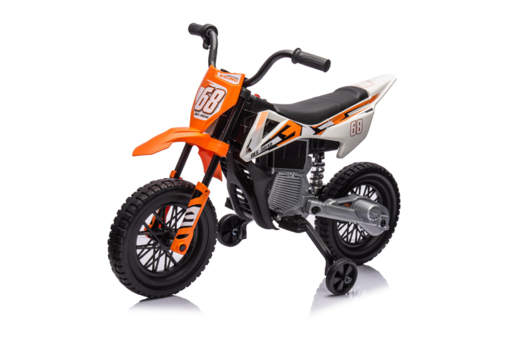Elmotorcykel til børn, 12V børnemotorcykel med musik, børnekøretøj med støttehjul, 3-6 år, orange