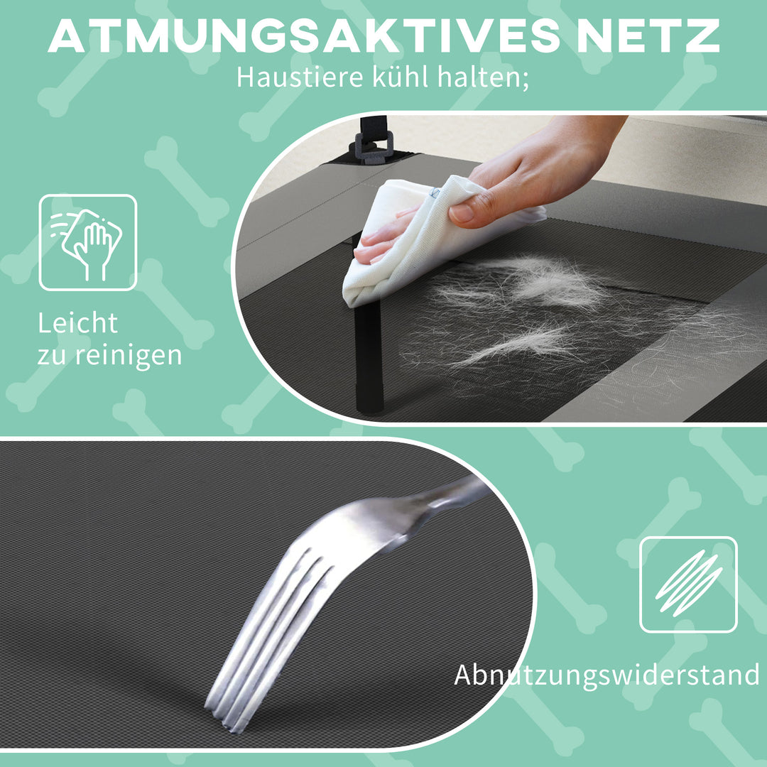 Hundeseng med tag, åndbar, vandafvisende, op til 30 kg, 91 x 76 x 89 cm, lysegrå