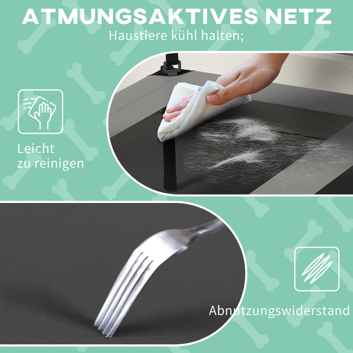 Hundeseng med tag, åndbar, vandafvisende, op til 30 kg, 91 x 76 x 89 cm, lysegrå