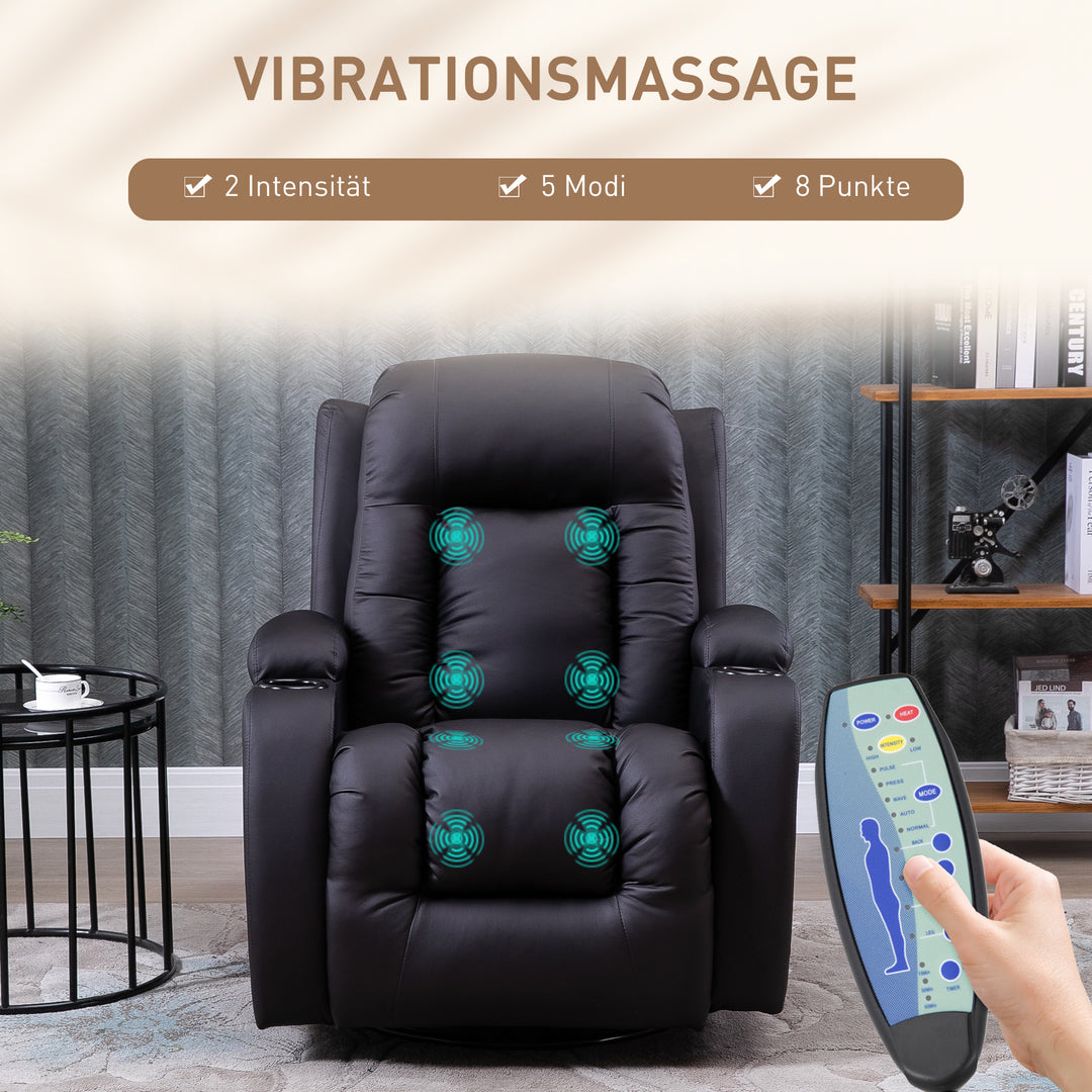 Massagestol, lænestol, gyngefunktion, 8 vibrationspunkter, inklusive fjernbetjening, brun