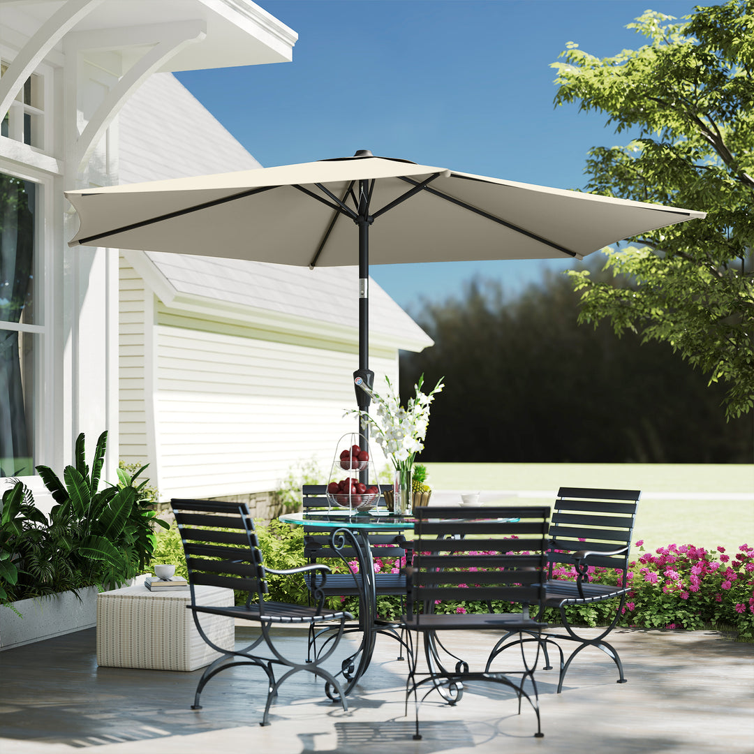 270 cm vipbar parasol, balkonparasol med håndsving, UV 50+, haveparasol, cremehvid