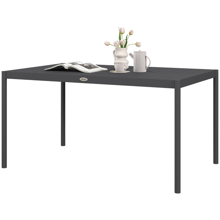 Havebord udendørsbord, vejrbestandigt, aluminium, 145 x 90 x 74 cm, mørkegrå