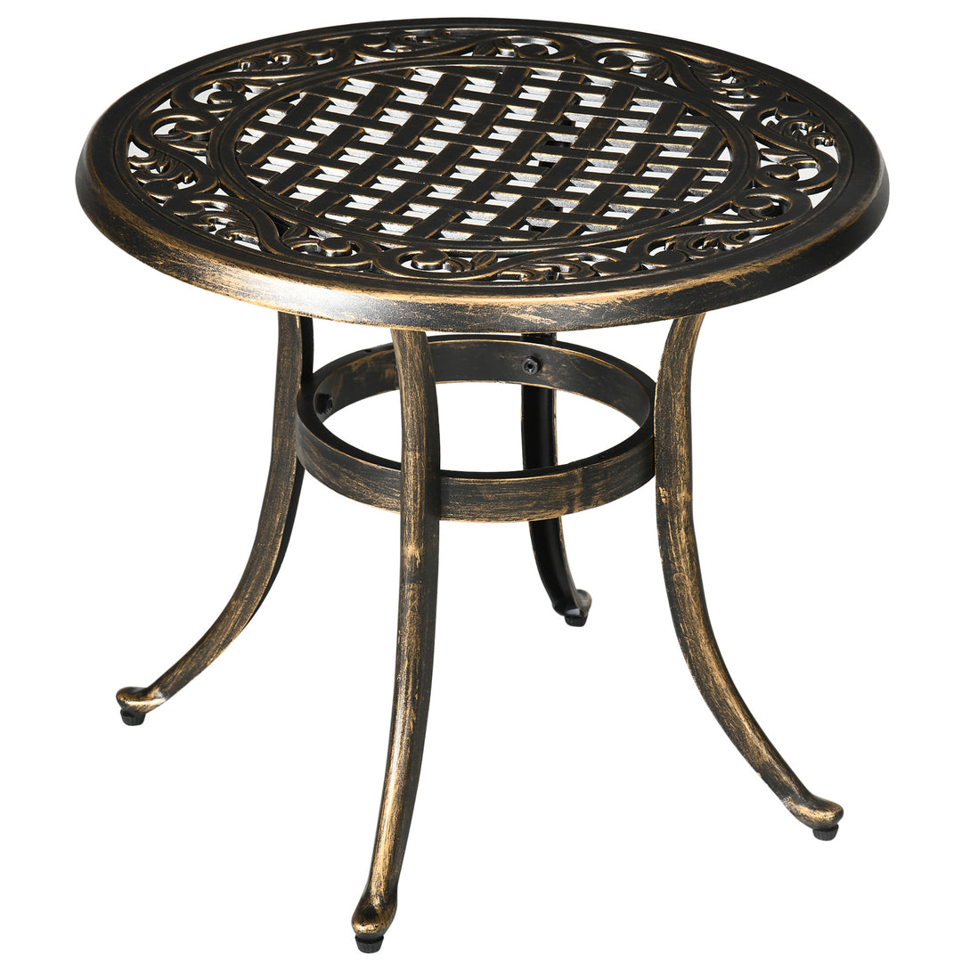 Sidebord til haven, vejrbestandigt havebord med støbt aluminiumsstel, lasteevne ca. 60 kg, Ø60x52,5H cm