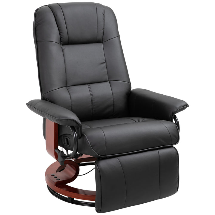 Lænestol med justerbar lænestol, TV-stol, loungestol, kunstlæder, 360° drejestol, 145° vipbar, sort, 78 x 87 x 100 cm