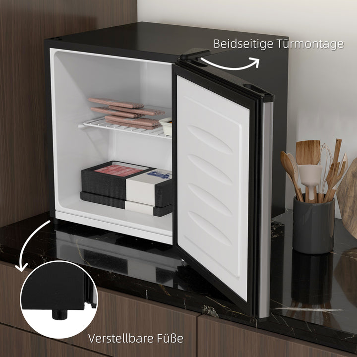 Minifryser, 35 L minikøleskab, -14 til -24 ℃, 5-trins temperaturkontrol, 47 x 44,2 x 48,8 cm, sølv