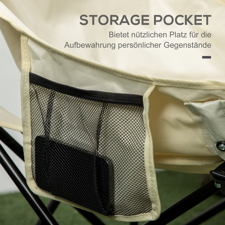 Foldbar campingstol med stålramme og stofsæde og bæretaske, hvid