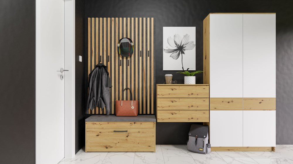 Skobænk med siddeplads og opbevaringsrum, Dybde: 35 cm Bredde: 100 cm Højde: 49 cm