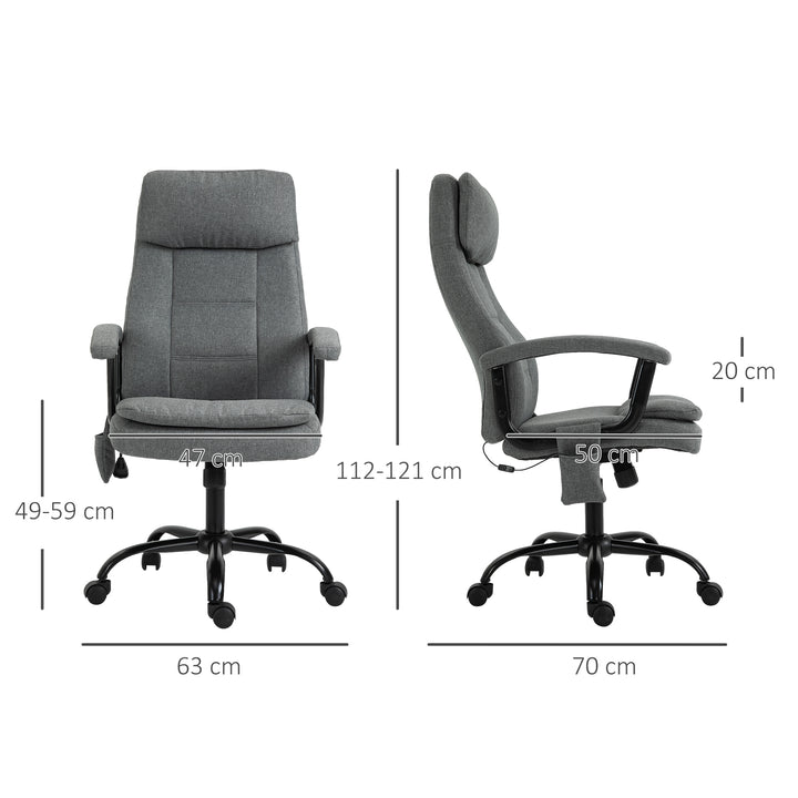 Kontorstol massage højdejusterbar executive chair gaming chair med massagefunktion, ergonomisk drejestol massagestol lændemassage hørfornemmelse grå 63 x 70 x 112-121 cm