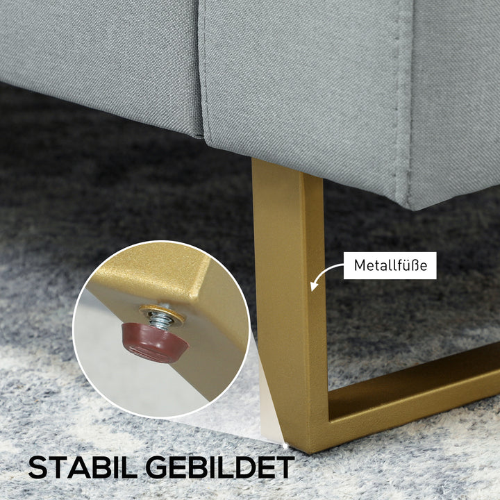 3-Personers sofa, sofa med massivt træstel, metalben, enkelt design, lysegrå