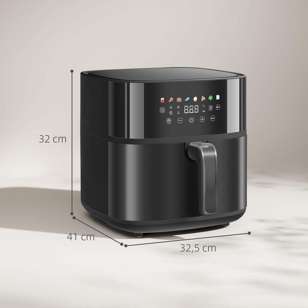 Varmluftfryer, airfryer, 8 programmer, 8 liter, led-skærm, sort