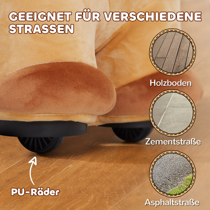 6V elektrisk ridehest til børn, batteridrevet, med musikfunktion og fremadgående bevægelse, 18-36 måneder, brun