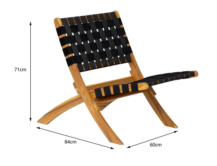JANEIRO Loungestol i akacie og sort nylon