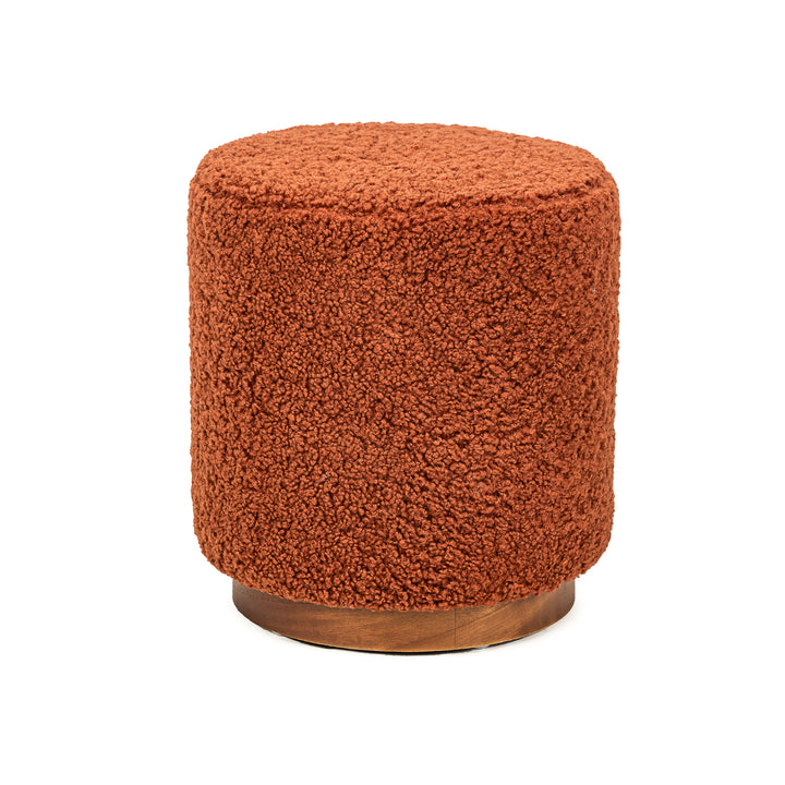 SOKA Terracotta Bouclé puf med træbund